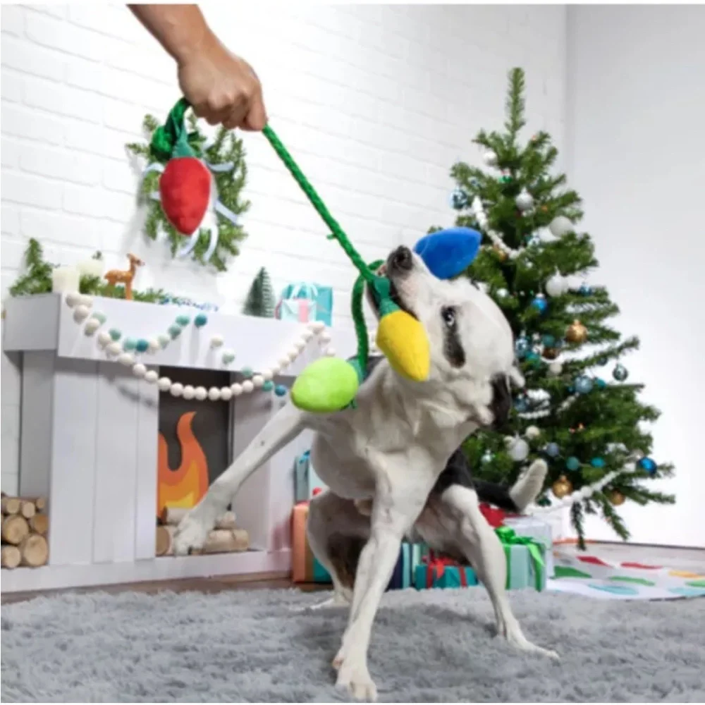 NWT Bark Box Deck The Howls Watt A Delight Multi Squeaker Dog Toy Tug Christmas - Picture 8 of 10